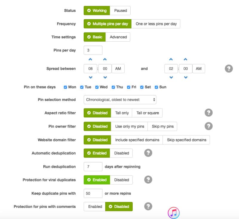 Boardbooster Looping Settings