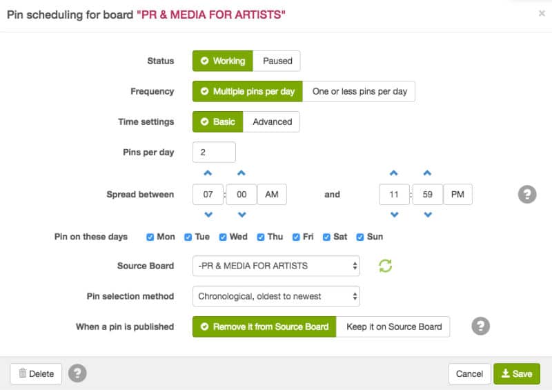 BoardBooster Scheduler Advanced Settings