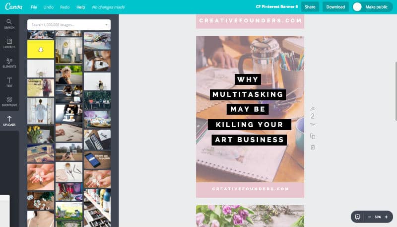 creating Pinterest banners in Canva